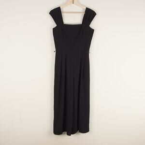 Gal Meets Glam Veronica Cap Sleeve Wide Leg Black Jumpsuit Womens Sz 4